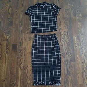 Black Plaid 2 Piece Set